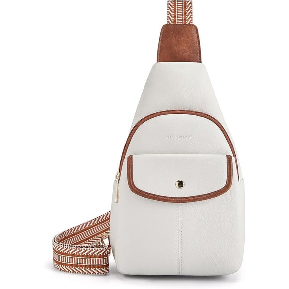 Handbags - New Large Beige PU Leather Sling Bag Anti-theft Crossbody Travel Bag Purse